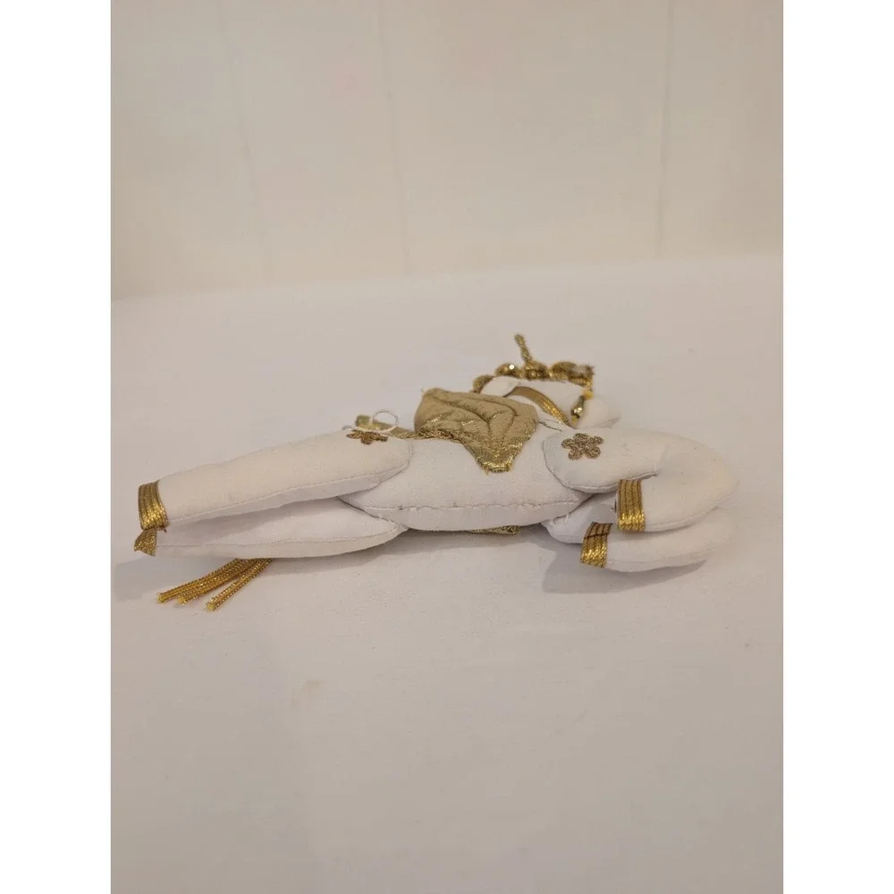 Flying Unicorn Pegasus Christmas Ornament Plush White Gold 6